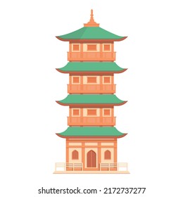 Thailand pagoda icon cartoon vector. China building. City temple