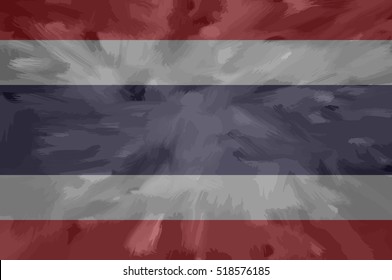 Thailand painted / drawn vector flag. Dramatic, unusual look. Vector file contains flag and texture layers
