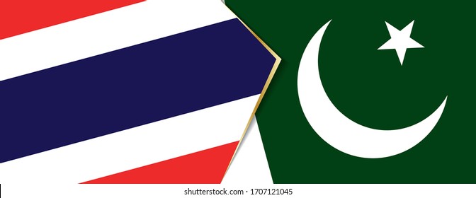 Thailand and Pakistan flags, two vector flags symbol of relationship or confrontation.
