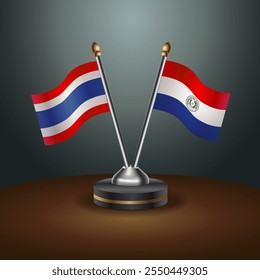 Banderas de tabla de Tailandia y Paraguay con relación con el fondo de gradiente. Ilustración vectorial
