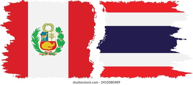 Thailand and Peru grunge flags connection, vector