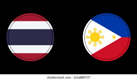 Thailand and Philippines flag circle on a black background