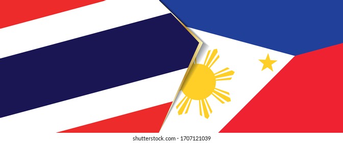 Tailandia y Filipinas banderas, dos vectores símbolo de relación o confrontación.
