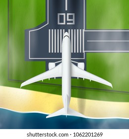 Thailand Phuket Airport Airplane Tour Landing. EPS10 Vector