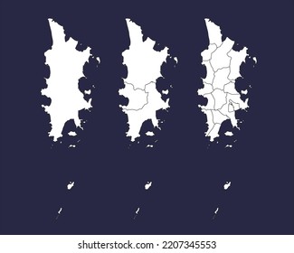 Thailand Phuket Province Vector Map, Skizze Weiße Karte