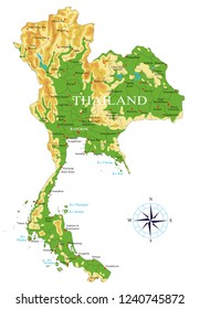 Thailand physical map