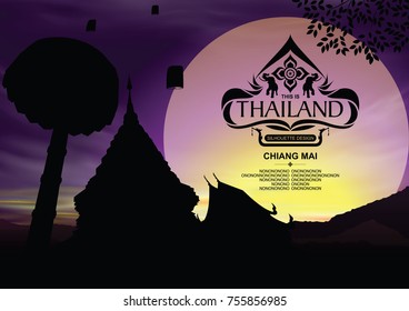 Thailand Place Silhouette with Chiang Mai Color Background. svg