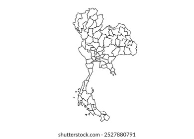 Thailand plain country map. High Details. Outline style. Shape of Thailand. Vector illustration.