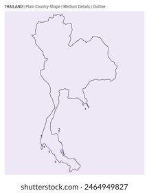 Mapa del país de Tailandia. Medianos detalles. Estilo de esquema. Forma de Tailandia. Ilustración vectorial.