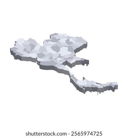 Thailand political map of administrative divisions - provinces. 3D isometric blank vector map in shades of grey.