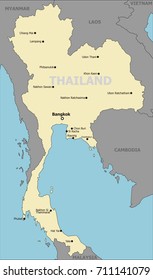 Thailand, Political Map, Main Cities