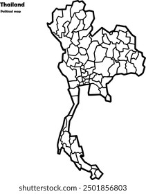 Thailand political map simple outline.