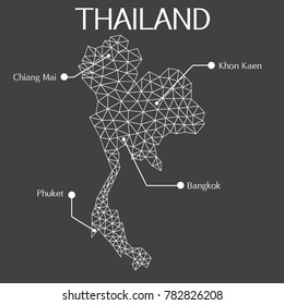 Thailand polygon map, Travel Thailand