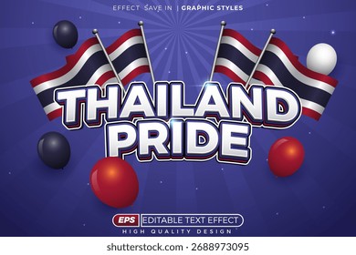 Thailand pride editable 3d text effect for banner celebration day