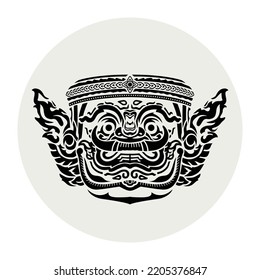 Thailand ramayana giant face, Icon, symbol, vector illustration and design.