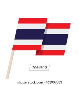 Thailand Ribbon Waving Flag Isolated on White. Vector Illustration. Thailand Flag with Sharp Corners