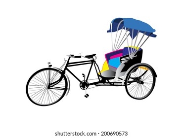 Thailand rickshaw three - wheeler on white background, illustration