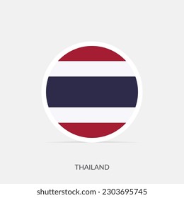 Icono de bandera redonda de Tailandia con sombra.