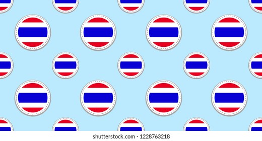 Thailand round flag seamless pattern. Siam background. Vector circle icons. Geometric symbols. Texture for sports pages, competition, games, travelling, school design elements. patriotic wallpaper