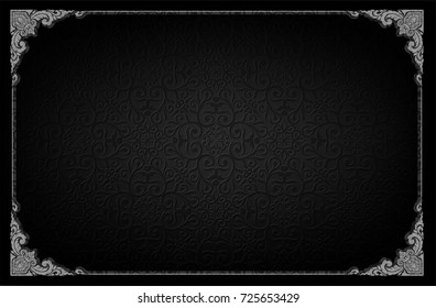 Thailand Royal frame on black pattern background, Vintage photo frame on drake background, antique, vector design pattern