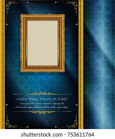 Thailand Royal gold frame on drake pattern background, Vintage photo frame on drake background, antique, vector design pattern