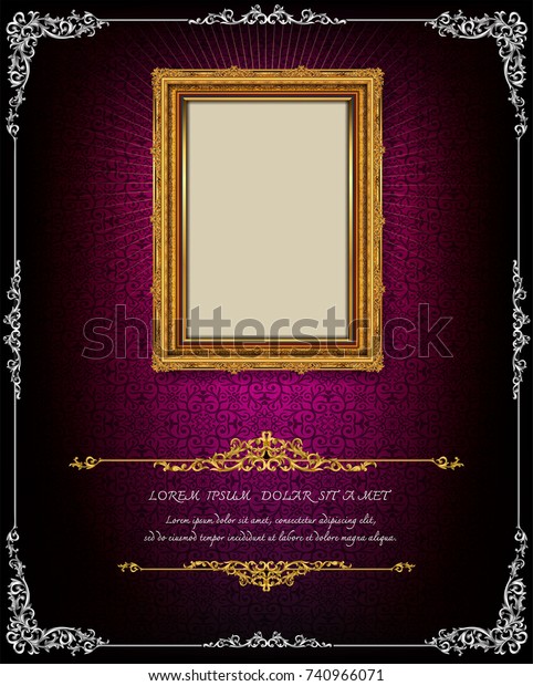 Thailand Royal gold frame on drake pattern
background, Vintage photo frame on drake background, antique,
vector design pattern