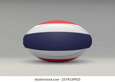 Thailand rugby ball featuring the national flag design on a gray background