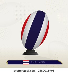 Thailand Rugby Ball on Rugby Kicking Tees with Modern Design. Illustration perfect for sports, national pride, and rugby-related projects.