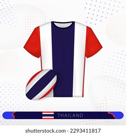 Thailand rugby jersey with rugby ball of Thailand on abstract sport background. Jersey design.