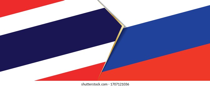 Thailand and Russia flags, two vector flags symbol of relationship or confrontation.