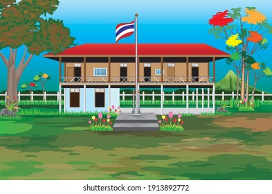 Thailand school building vector design