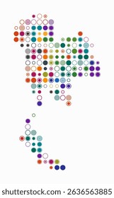 Thailand, shape of the country build of colored cells. Digital style map of the Thailand on white background. Large size circle blocks. Artistic vector illustration.