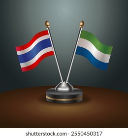 Thailand und Sierra Leone Tabelle Flaggen Beziehung mit Farbverlauf Hintergrund. Vektorgrafik