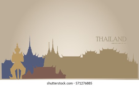Thailand silhouette with colorful and modern.