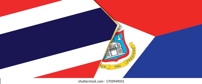 Thailand and Sint Maarten flags, two vector flags symbol of relationship or confrontation.