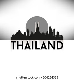 Thailand, Skyline Design, Black vector illustration.