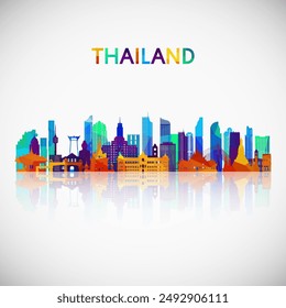 Thailand skyline silhouette in colorful geometric style. Symbol for your design. Vector illustration.