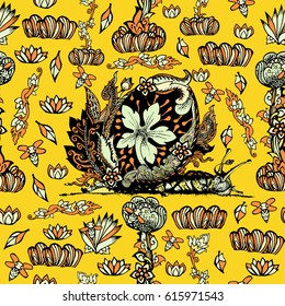 Thailand Snail Seamless Pattern Style. Vector