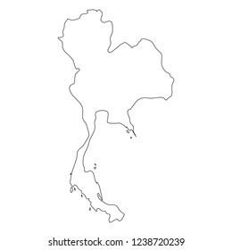 Thailand - solid black outline border map of country area. Simple flat vector illustration.