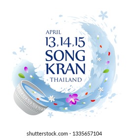 Thailand Songkran water splashing summer background, vector illustration
