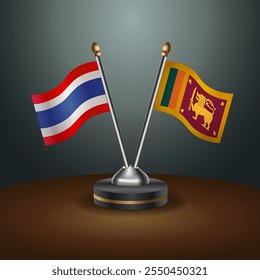 Thailand and Sri Lanka table flags relation  with gradient backgrund. Vector Illustration