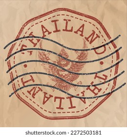 Thailand Stamp Travel Passport. Design Retro Symbol Country. Old Vintage Postmark.