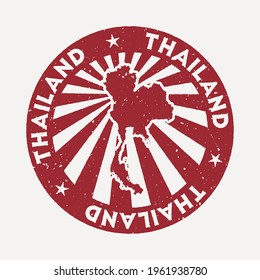 Thailand stamp. Travel red rubber stamp with the map of the country, vector illustration. Can be used as insignia, logotype, label, sticker, or badge of Thailand.