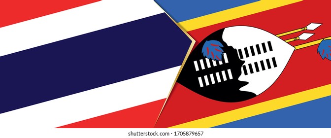Thailand and Swaziland flags, two vector flags symbol of relationship or confrontation.