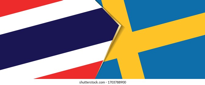 Thailand and Sweden flags, two vector flags symbol of relationship or confrontation.