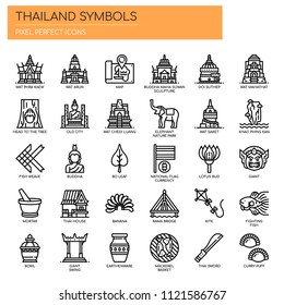 Thailand Symbols Thin Line Pixel Perfect Stock Vector (Royalty Free ...