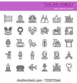 Thailand Symbols , Thin Line and Pixel Perfect Icons
