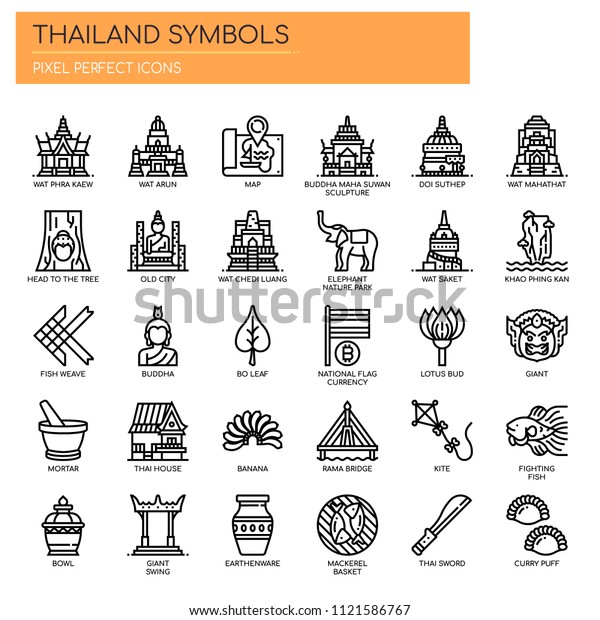 Thailand Symbols Thin Line Pixel Perfect Stock Vector (Royalty Free ...