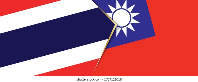Thailand und Taiwan Flaggen, zwei Vektorillustrationen Flaggen Symbol für Beziehung oder Konfrontation.