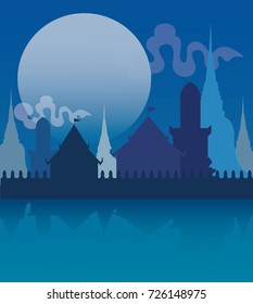 Thailand temple poster vector illustration